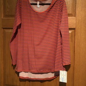 🟠🔵Lynnae top, XL Orange & blue horizontal stripe